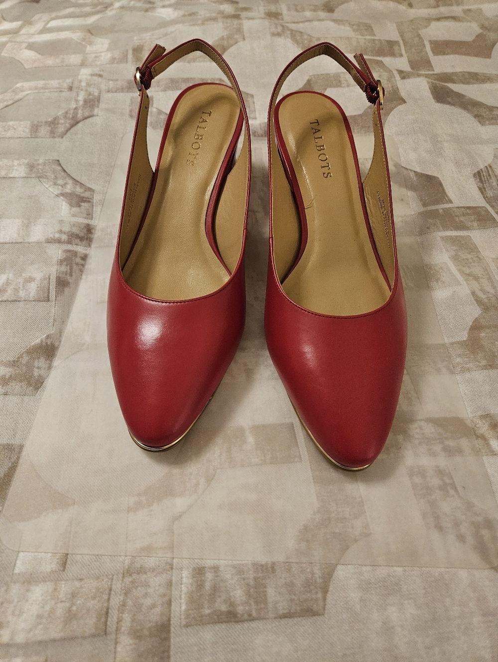 Talbots Red Slingback Pointed Toe Low Block Heels - Picture 2 of 7